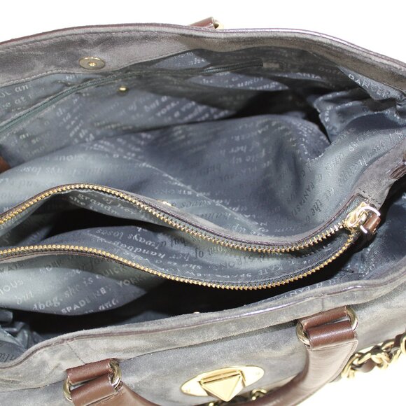 Kate Spade Wanderlust French Gray Suede Leather Chocolate Accent Shoulder Bag - Picture 12 of 12